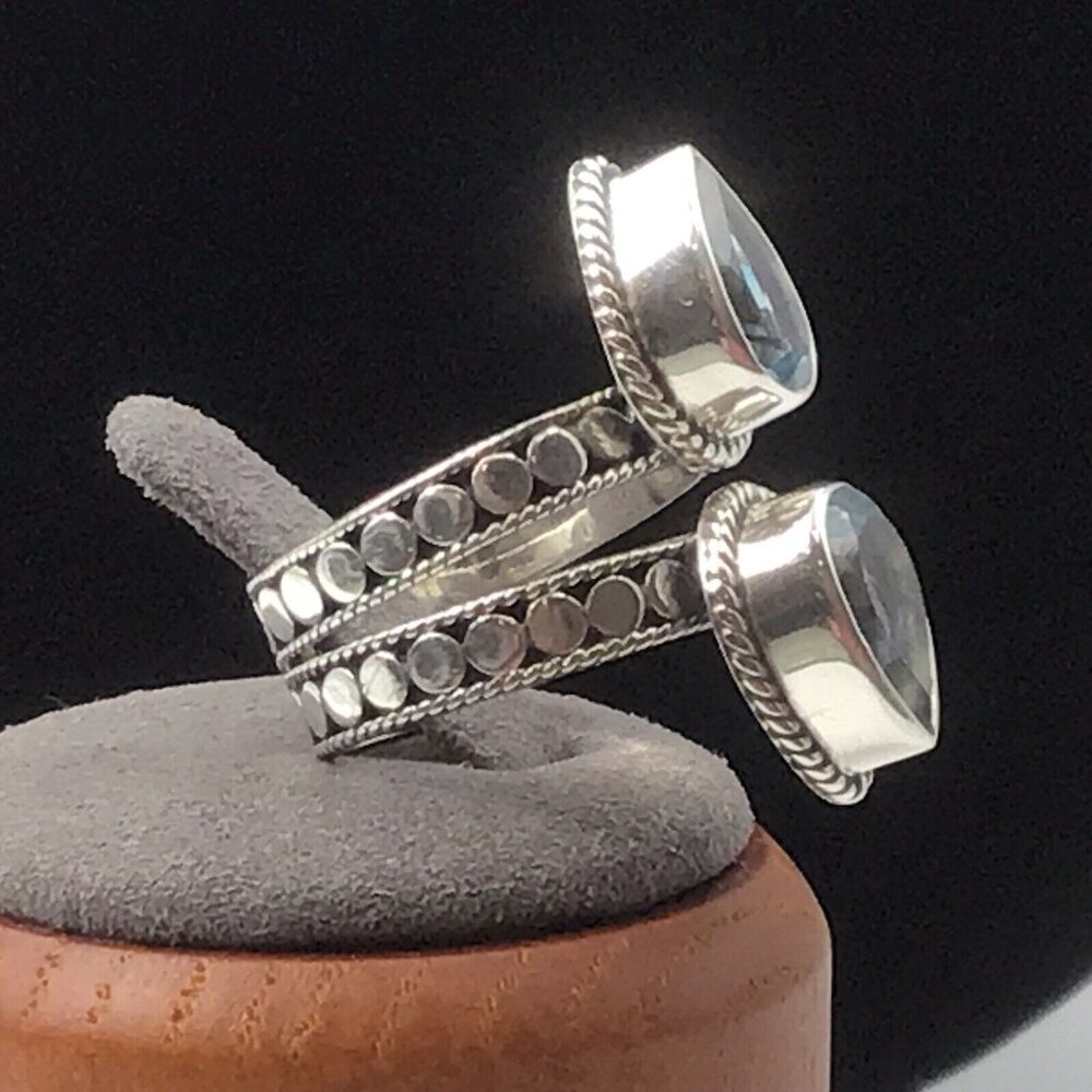Sterling Silver Blue Topaz Ring Size 6 - Picture 3 of 12